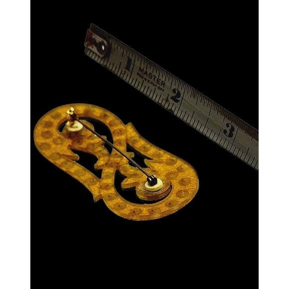 Vintage Celluloid Glittered Rhinestone Brooch (A954) - Picture 4 of 5